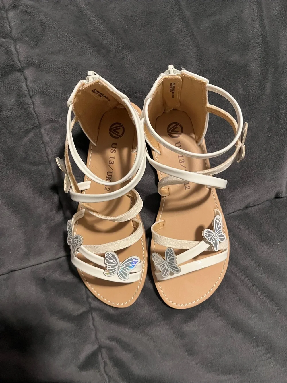 Girls White Butterfly Gladiator Sandals
